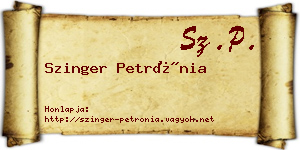 Szinger Petrónia névjegykártya